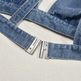 EVE Wash Sexy Vest Back Button Denim Top GNZD-51071THD