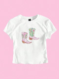 EVE Short Sleeve Print Short T Shirt GYIQ-ZW111354B