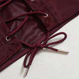 EVE Irregular Back Tie PU Wrap Camisole Vest GNZD-51424THD