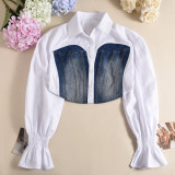 EVE Denim Patchwork Flared Sleeve Shirt GNZD-31894THY