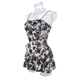 EVE Mesh Flocked Backless Sexy Nightgown Dress GNZD-51316DHD