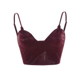 EVE Irregular Back Tie PU Wrap Camisole Vest GNZD-51424THD