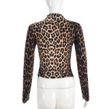 EVE Leopard Print Long Sleeve Skinny T Shirt GNZD-51445TBD