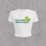 EVE Casual Letter Print Short Sleeve T Shirt GYIQ-ZW113202B