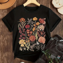 EVE Colorful Floral Print Loose Short Sleeve T-shirt GYIQ-ZB113856C