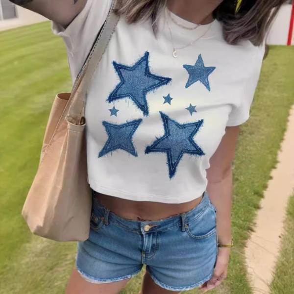 EVE Star Pattern Short Sleeve T-Shirt GYIQ-ZW114642B