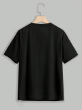 EVE Letter Print Short Sleeve Loose T Shirt HMYI-64790