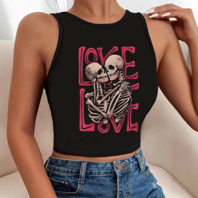EVE Cartoon Print Vintage Slim Tank Top GYIQ-ZB114443A