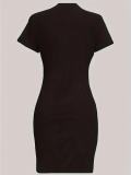 EVE Plus Size Fashion Print Short Sleeve Mini Dress HMYI-69340