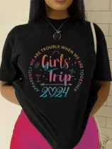 EVE Solid Letter Print Short Sleeve T Shirt GYIQ-CSZ004 CSZ005