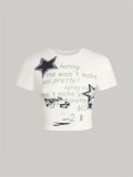EVE Letter Print Short Sleeve T Shirt HMYI-34223