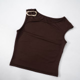 EVE Solid Color Sleeveless Tank Top 2 Piece Pants Set MXBF-K24ST484