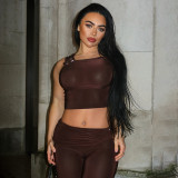 EVE Solid Color Sleeveless Tank Top 2 Piece Pants Set MXBF-K24ST484