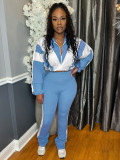 EVE Comtrast Color Patchwork Sport Two PIece Pants Set  CH-25015