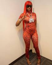 EVE Rose Print Short Sleeve Backless Jumpsuit GBGF-5059