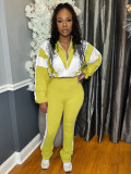 EVE Comtrast Color Patchwork Sport Two PIece Pants Set  CH-25015
