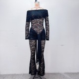 EVE Lace Long Sleeve See Through Jumpsuit GPBY-17173
