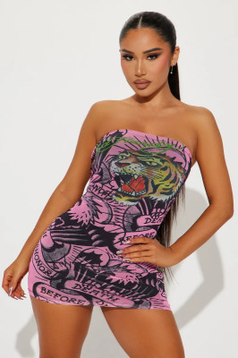VIP1 Print Slim Tube Tops Dress GFCF-1331