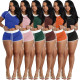 EVE Casual Sport Color Block Two Piece Shorts Set NYF-8189