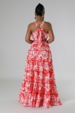 EVE Sexy Print Halterneck Loose Big Swing Maxi Dress XHXF-442