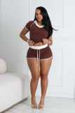 EVE Casual Sport Color Block Two Piece Shorts Set NYF-8189