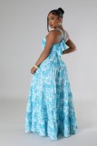 EVE Sexy Print Halterneck Loose Big Swing Maxi Dress XHXF-442