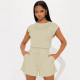 EVE Solid Color Sleeveless Loose Two Piece Shorts Set FENF-6028