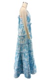 EVE Sexy Print Halterneck Loose Big Swing Maxi Dress XHXF-442