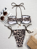 EVE Laopard Print Tie Up Bikinis Swimsuit 2 Piece Set CSYZ-TM20HY