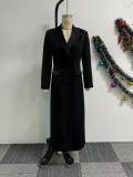 EVE Plus Size Lapel Solid Color Long Blazer Dress NY-10988