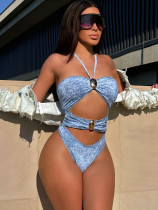 EVE Sexy Halterneck Backless One Piece Swimsuit CSYZ-TM17RY