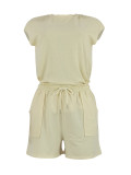 EVE Solid Color Sleeveless Loose Two Piece Shorts Set FENF-6028