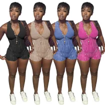 EVE Sexy Zipper Sleeveless Romper NYF-8188