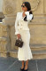 EVE Ruffles V Neck Little Fishtail Skirt Two Piece Set GLYK-LX0100