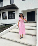 EVE Short Sleeve V Neck Midi Dress GLYK-LX070