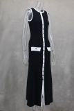 EVE Sleeveless Single-breasted Button Long Dress GLYK-LX074