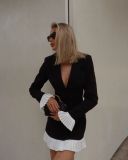 EVE Contrast Color Ruffles Blazer MIni Dress GLYK-LX0115