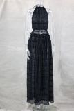 EVE Off Shoulder Halterneck Lace Pleated Long Skirt Suit GLYK-LX005