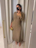 EVE Long Sleeve Knits Slim Maxi Dress GLYK-LX059