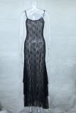 EVE Lace See Through Sling Maxi Dress GLYK-LX0106
