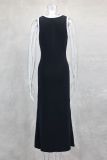 EVE Sleeveless Single-breasted Button Long Dress GLYK-LX074