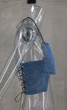 EVE Wrap Chest Halterneck Denim Tank Top GLYK-LX008