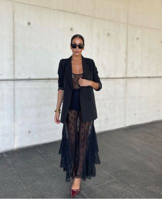 EVE Lace See Through Sling Maxi Dress GLYK-LX0106