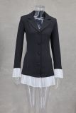 EVE Contrast Color Ruffles Blazer MIni Dress GLYK-LX0115