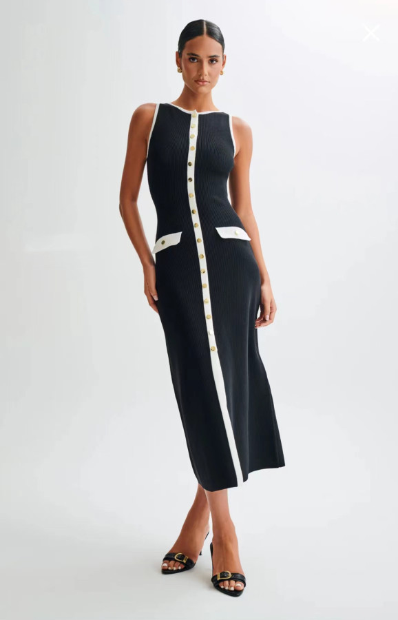 EVE Sleeveless Single-breasted Button Long Dress GLYK-LX074