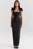 EVE Bow Embroidered Hollow Out Maxi Dress GLYK-LX0119