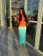 EVE Hollow Out Contrast Color Tassel Maxi Dress GLYK-LX0122