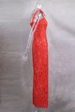 EVE Bow Embroidered Hollow Out Maxi Dress GLYK-LX0119