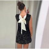 EVE Sequin Lace-Up Bow Mini Dress GLYK-LX0120