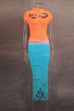 EVE Hollow Out Contrast Color Tassel Maxi Dress GLYK-LX0122